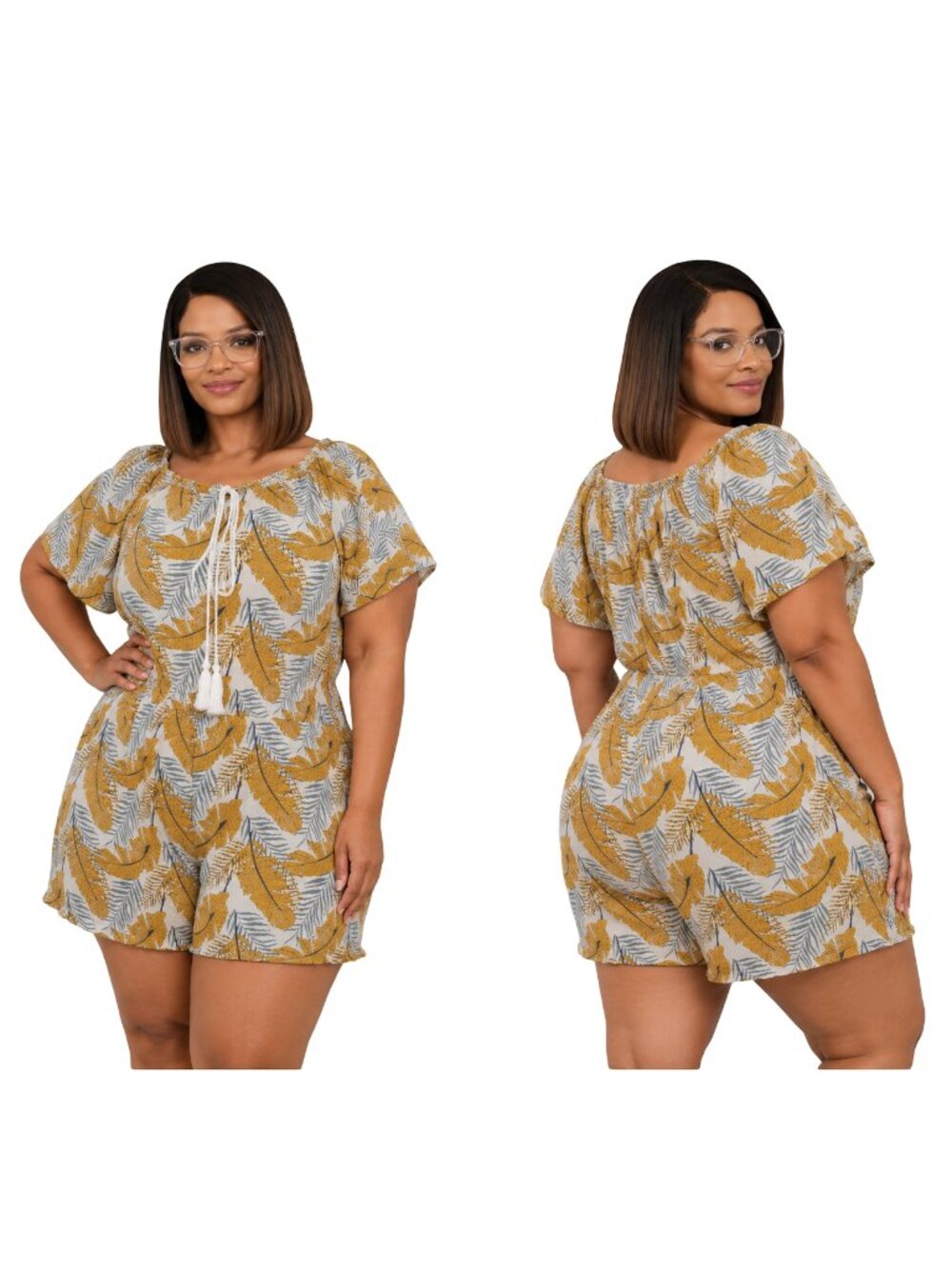 J & W Silk Blend Tropical Romper - XL/XXL